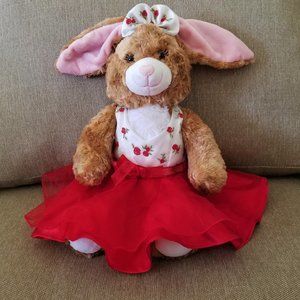 Build a Bear 17” Rabbit Plush Stuffed Floppy Ears Red Dress and Bloomers